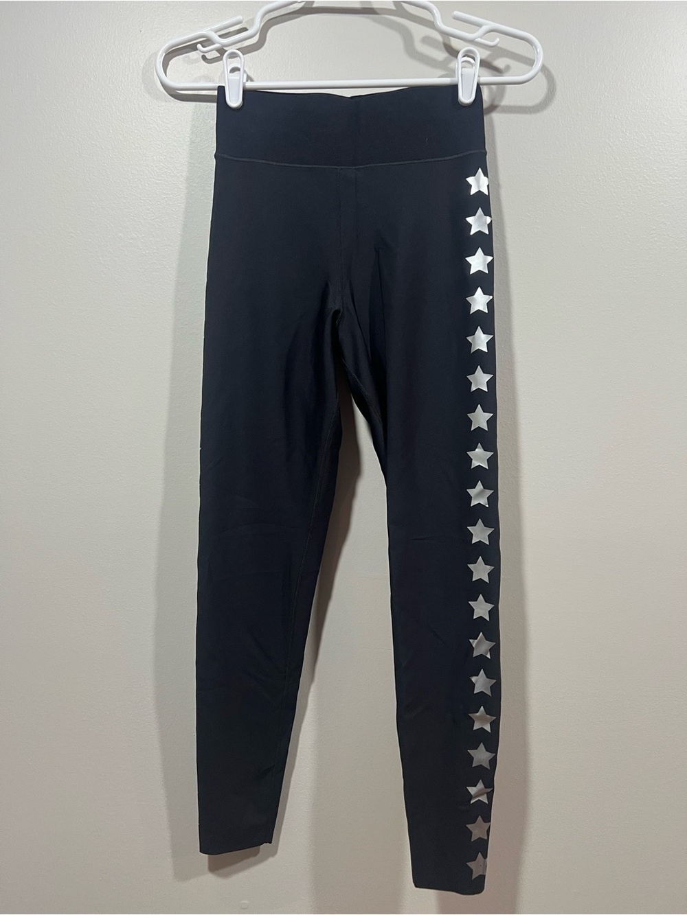 Ultracor Lux Essential Black Leggings with Silver Star Side Stripe Medium